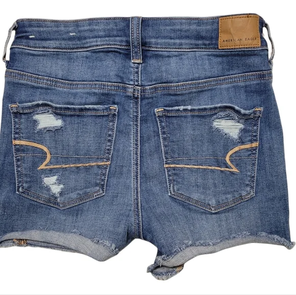 Women's American Eagle Hi Rise Shorty Button Fly Shorts Sz 4 - Picture 2 of 6